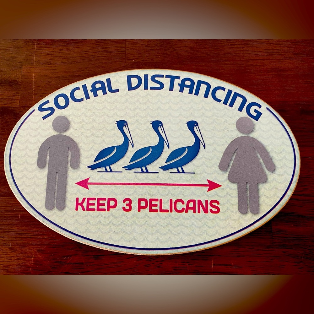 Social Distancing Pelicans - Wood Sign